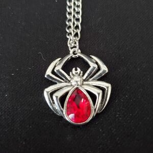 Beautiful Gothic Silver Spider Ruby Red Crystal Gem Pendant Necklace Jewelry NEW
